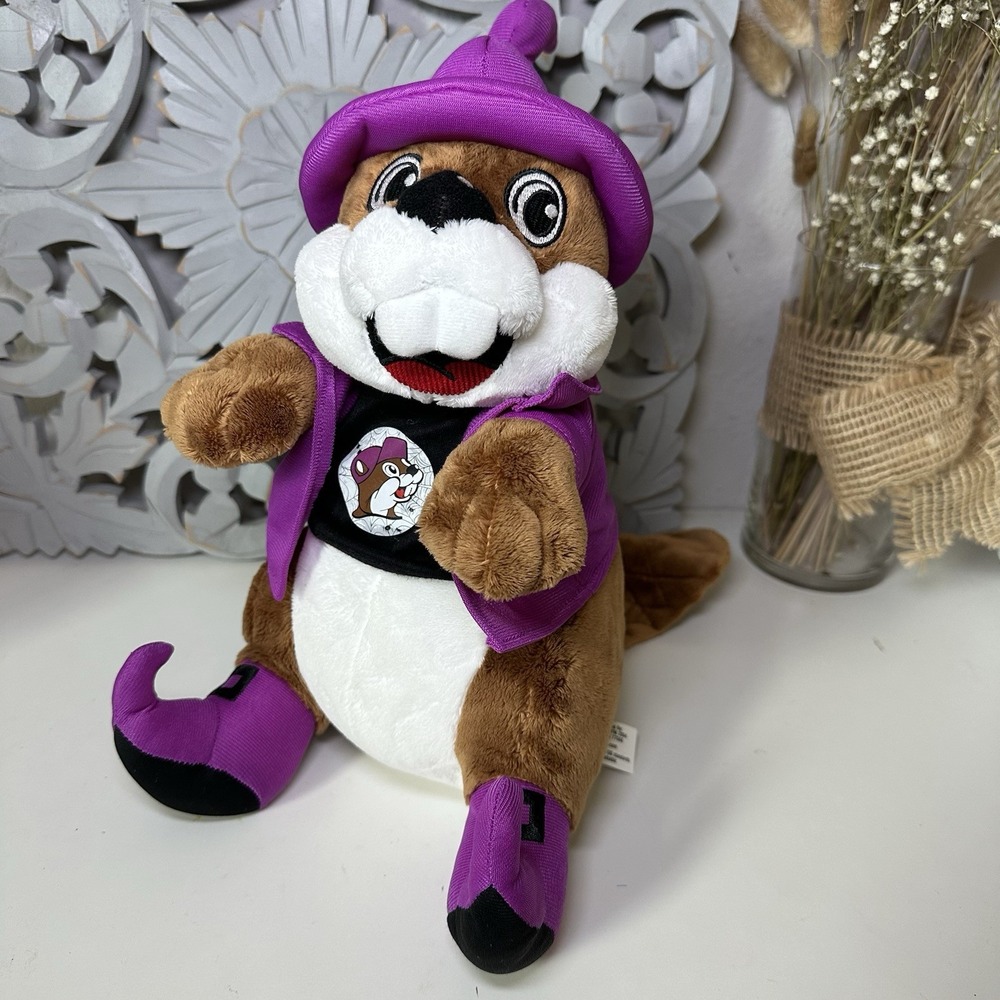 Buc-ees Beaver Halloween Witch Wizard Plush Purple Hat Special Edition 2025 12"